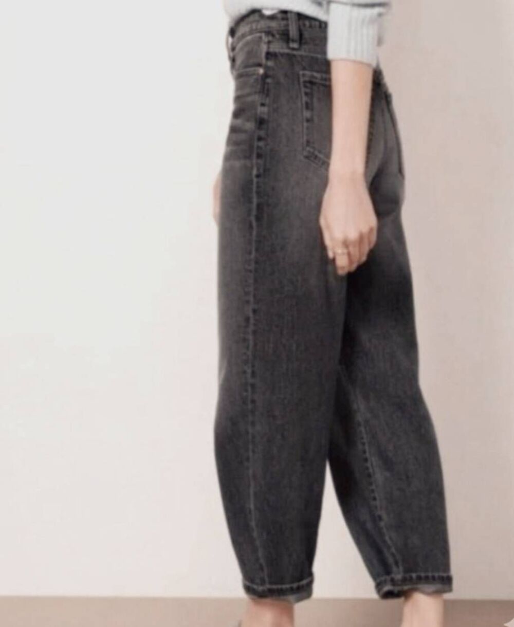 Evereve Jeans Women's 30 Black Wash Ever Vintage Barrel Lyocell Soft Denim
